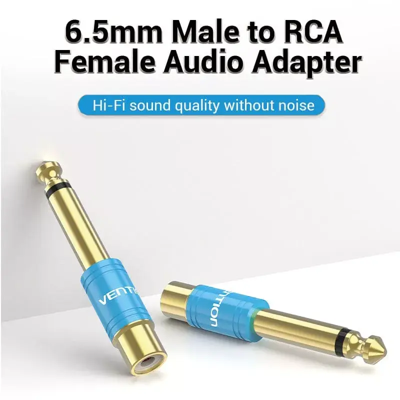Audio adapter Vention VDD-C03 — 6.5mm (male) to RCA (female), gold-plated contacts, blue
