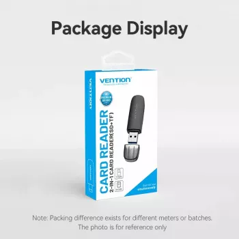 Vention 2-in-1 USB 3.2 Gen 1 (USB 3.0) Card Reader — SD & MicroSD, Black, Compact