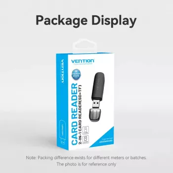 Vention 2-in-1 USB 3.0 A Card Reader SD+TF, USB 3.2 Gen 1, 5000 Mbit/s, Black