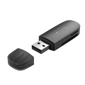 Vention 2-in-1 USB 3.0 A Card Reader SD+TF, USB 3.2 Gen 1, 5000 Mbit/s, Black