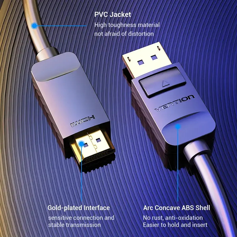 Vention DP to HDMI Cable 1.5M Black DisplayPort HDMI 1.5m