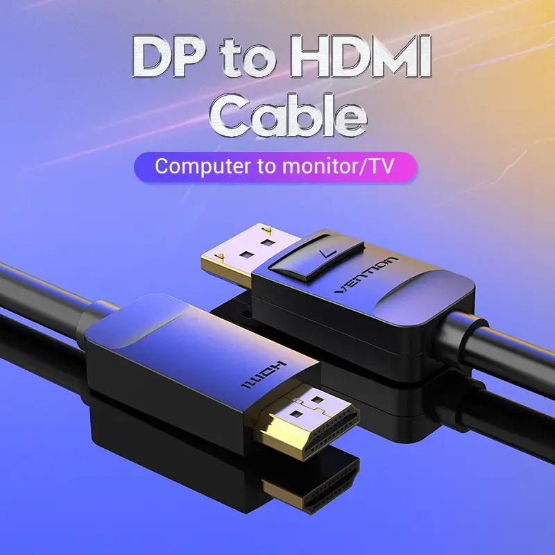 Vention DP to HDMI Cable 1.5M Black DisplayPort HDMI 1.5m