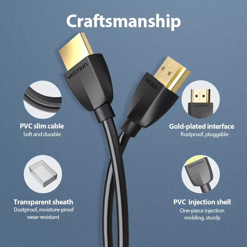 Vention Portable HDMI Cable 1M Black 2.0 18 Gbit/s