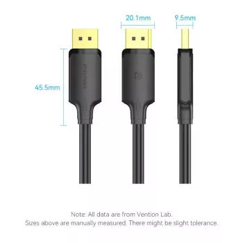DisplayPort cable Vention HAKBI — DisplayPort to DisplayPort, 3 m, Black