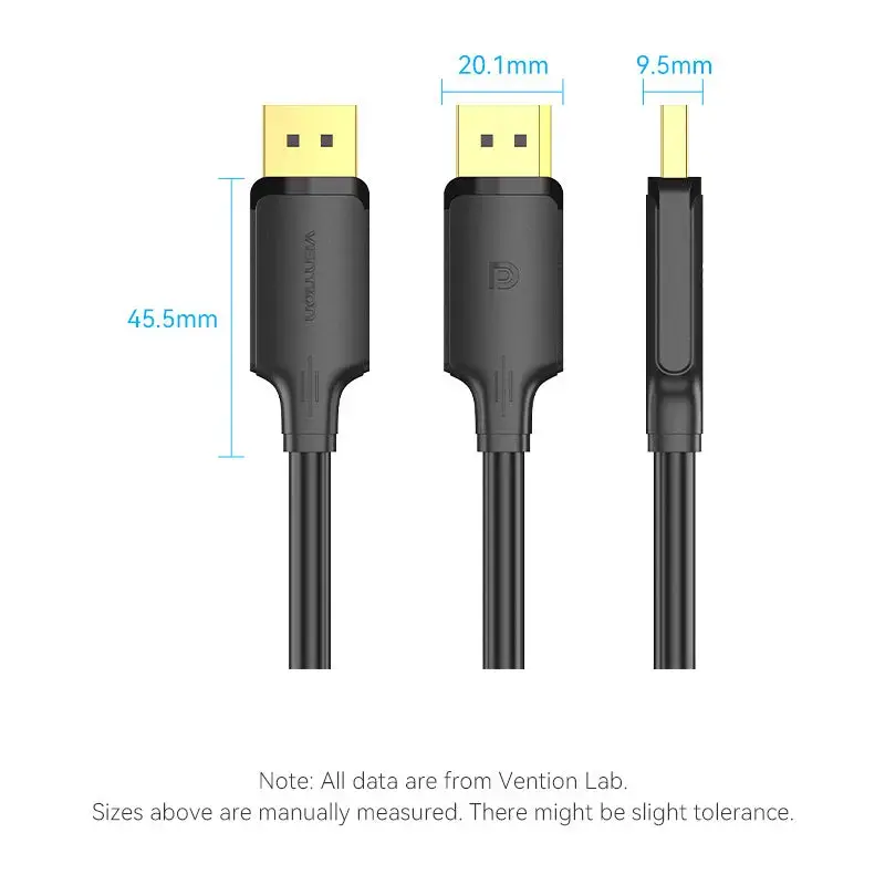 DisplayPort cable Vention HAKBJ 5 m, DisplayPort to DisplayPort, Black