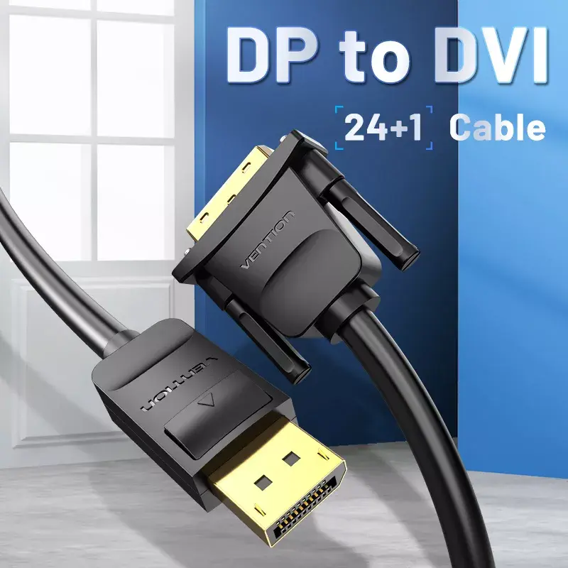 DisplayPort to DVI cable Vention HAFBH — DisplayPort to DVI, 1 m, black, 5.2 mm