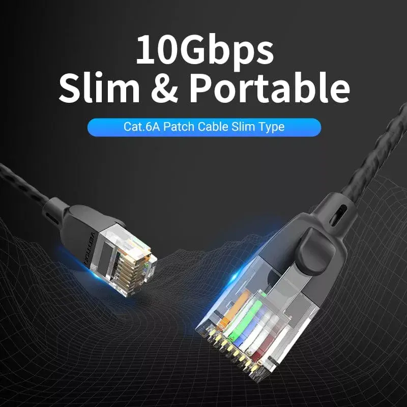Network patch cable Vention Cat.6A U/UTP 5 m, RJ-45 to RJ-45, black