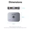 Vention 2-Port Bi-Directional 8K HDMI Switcher AKPH0, HDMI 2.1, 7680×4320@60Hz, USB-C power, Aluminium, Grey