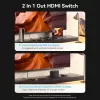 Vention 2-Port Bi-Directional 8K HDMI Switcher AKPH0, HDMI 2.1, 7680×4320@60Hz, USB-C power, Aluminium, Grey