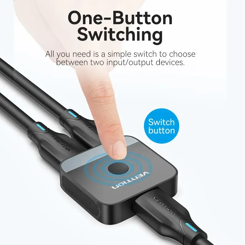 HDMI 2-Port Bi-Direction 4K Switcher Vention AKOB0 — 3 HDMI ports, 3840×2160@60Hz, ABS, Plug and Play