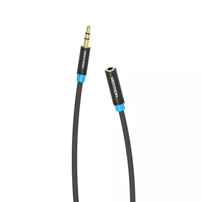 Audio extension cable Vention 3.5mm 1.5 m, male-to-female, cotton braided, black metal finish