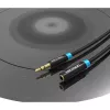 Audio extension cable Vention 3.5mm 1.5 m, male-to-female, cotton braided, black metal finish