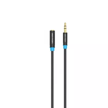 Audio extension cable Vention 3.5mm 1.5 m, male-to-female, cotton braided, black metal finish