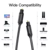 Optical Fiber Audio Cable Vention 1M Black TOSLINK Male to Male