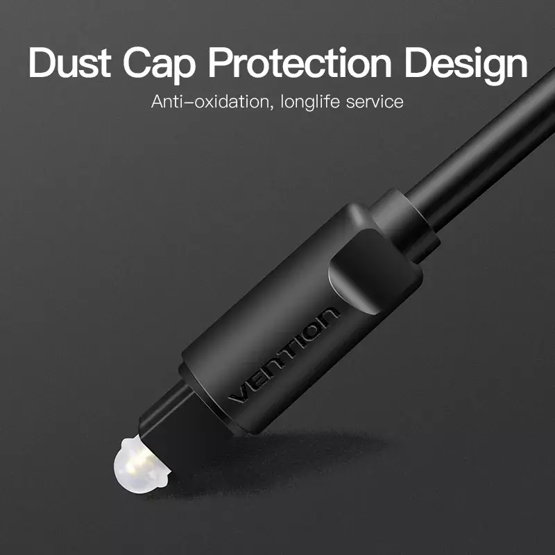 Optical Fiber Audio Cable Vention 2M Black TOSLINK Male to Male