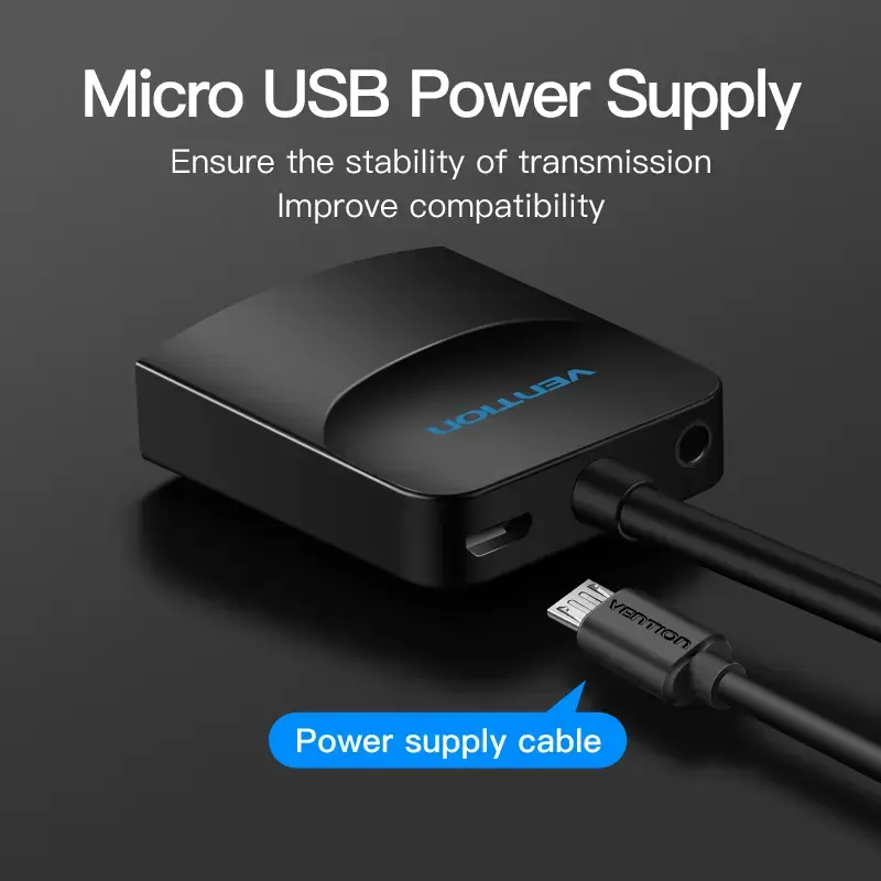 VGA to HDMI Converter Vention 0.15M Black VGA HDMI Micro USB Audio