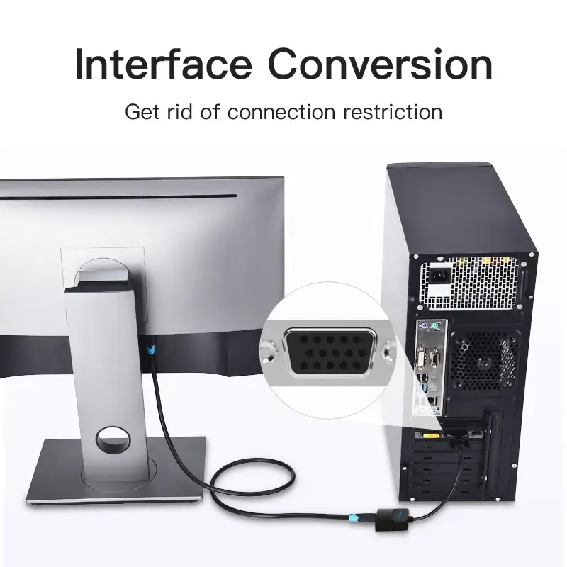VGA to HDMI Converter Vention 0.15M Black VGA HDMI Micro USB Audio