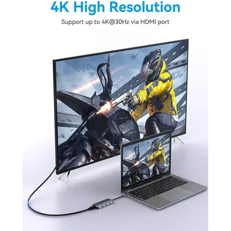 Docking Station Vention USB-C to HDMI USB 3.0x3 SD TF PD 100W Gray