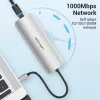 Docking Station Vention Multi-function USB-C to HDMI USB3.0x3 RJ45 SD TF TRRS 3.5mm PD 0.15M Gray Aluminum Alloy