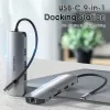 Docking Station Vention Multi-function USB-C to HDMI USB3.0x3 RJ45 SD TF TRRS 3.5mm PD 0.15M Gray Aluminum Alloy