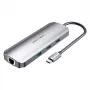 Docking Station Vention Multi-function USB-C to HDMI USB3.0x3 RJ45 SD TF TRRS 3.5mm PD 0.15M Gray Aluminum Alloy