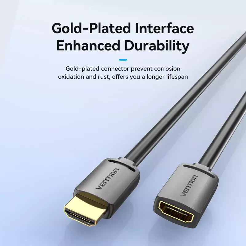 HDMI cable Vention HDMI-A male to HDMI-A female 2 m, HDMI 2.0 18 Gbit/s, 4K, gold-plated connectors, black