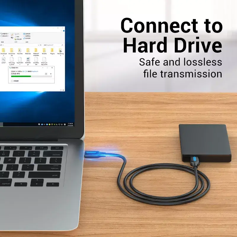USB 2.0 A–A Cable Vention 2 m, Black PVC, USB A to USB A, 0.48 Gbit/s