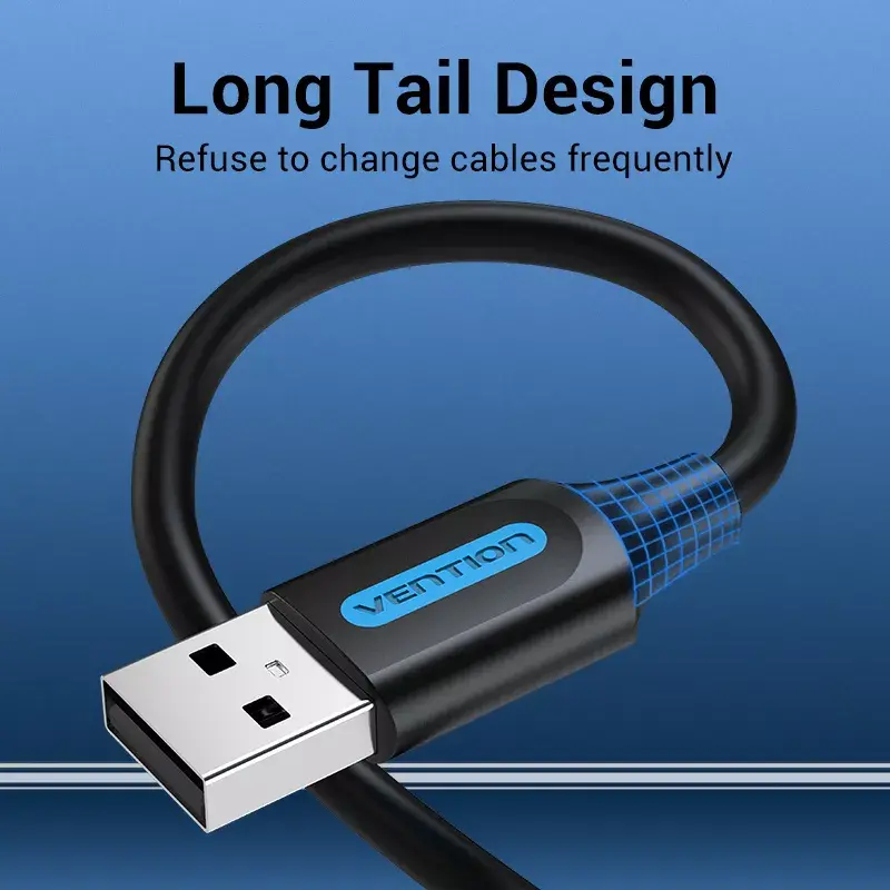 USB 2.0 A–A Cable Vention 2 m, Black PVC, USB A to USB A, 0.48 Gbit/s