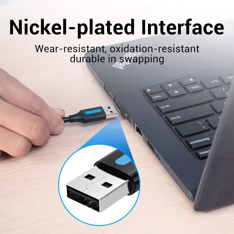 USB 2.0 A–A Cable Vention 2 m, Black PVC, USB A to USB A, 0.48 Gbit/s