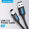 USB 2.0 A Male to B Male Cable 3 m — Vention — black PVC, 480 Mbps, 2 A