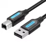 USB 2.0 A Male to B Male Cable 3 m — Vention — black PVC, 480 Mbps, 2 A