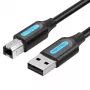 USB 2.0 A Male to B Male Cable Vention COQBJ, 0.5 m, Black, PVC jacket, 2 A, 0.48 Gbit/s