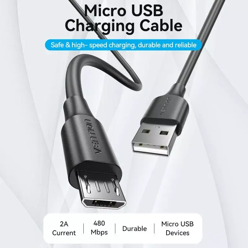 Vention USB 2.0 A Male to Micro-B Male 2A Cable 1.5M Black