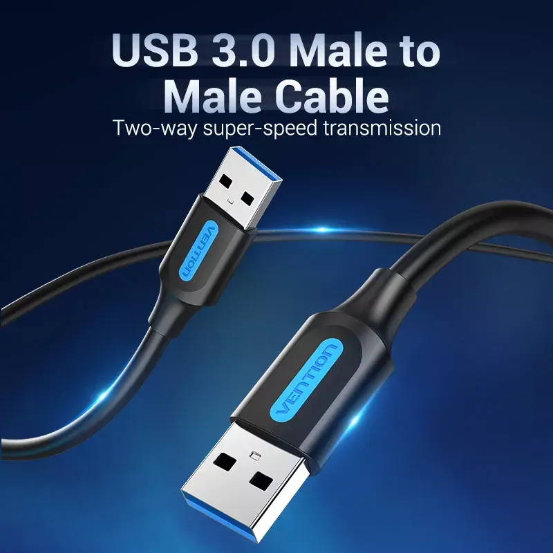 USB 3.0 A‑Male to A‑Male Cable 1.5 m — Vention, USB 3.2 Gen 1, Black PVC