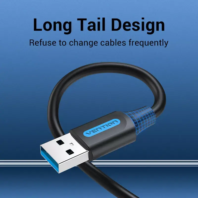 USB 3.0 A‑Male to A‑Male Cable 1.5 m — Vention, USB 3.2 Gen 1, Black PVC