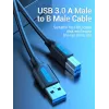 Vention USB 3.0 A to B Cable 3 m — USB 3.2 Gen 1 (5 Gbit/s), Black, Nickel‑plated Connectors