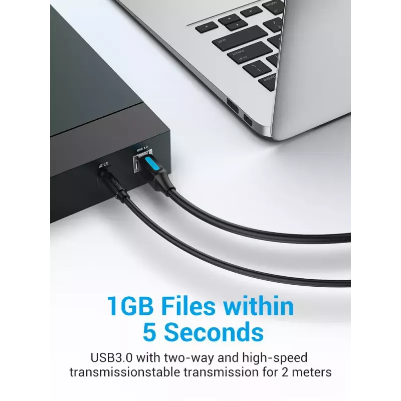 Vention USB 3.0 A to B Cable 3 m — USB 3.2 Gen 1 (5 Gbit/s), Black, Nickel‑plated Connectors
