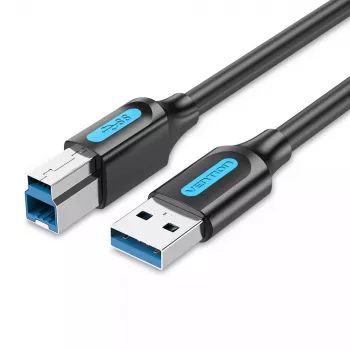 Vention USB 3.0 A to B Cable 3 m — USB 3.2 Gen 1 (5 Gbit/s), Black, Nickel‑plated Connectors