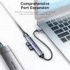 USB hub Vention CKOHB — 4-port USB 3.2 Gen 1/USB 2.0 hub, 0.15 m cable, grey aluminium