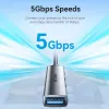 USB hub Vention CKOHB — 4-port USB 3.2 Gen 1/USB 2.0 hub, 0.15 m cable, grey aluminium