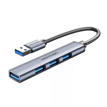 USB hub Vention CKOHB — 4-port USB 3.2 Gen 1/USB 2.0 hub, 0.15 m cable, grey aluminium