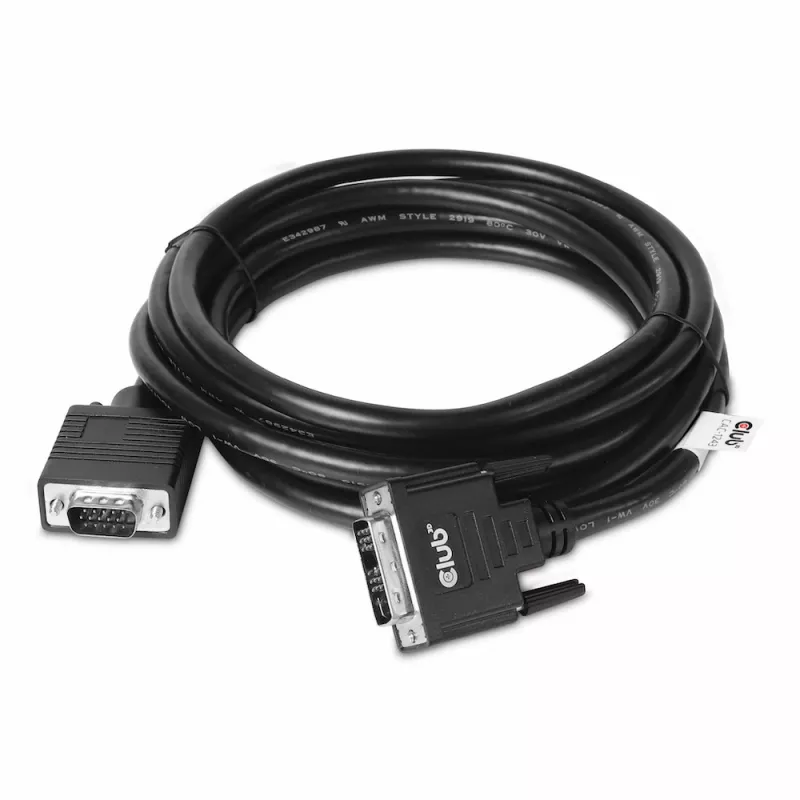 DVI-A to VGA Cable M/M CLUB3D CAC-1243 3m 28 AWG Black