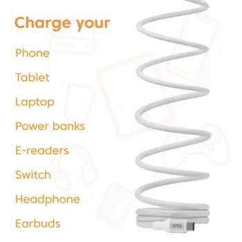 USB-C Magnetic-Coil cable Club 3D CAC-3032 — white, magnetic coil design for charging and data transfer