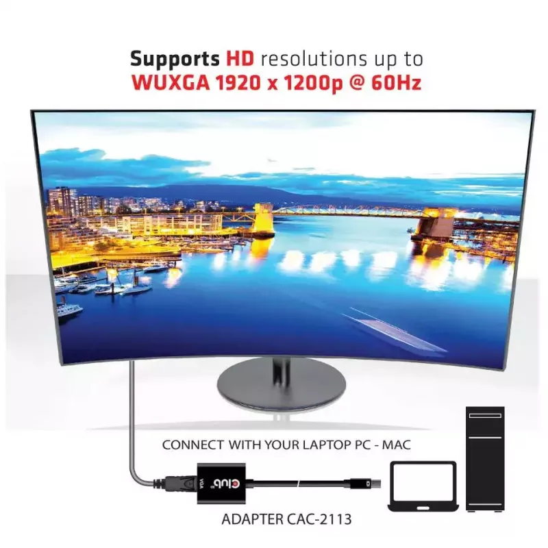 CLUB3D MiniDisplayPort™ to VGA Black Active Adapter M/F