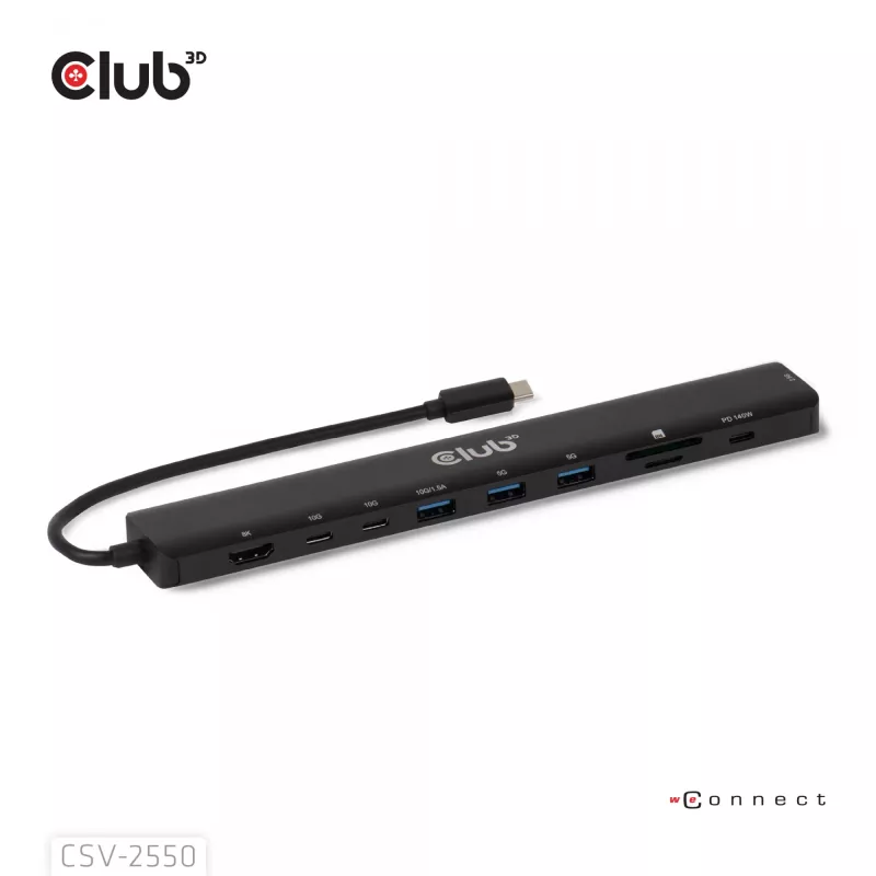 CLUB3D 10-1 Portable Dock USB Type-C® 10Gbps to HDMI™ 8K30Hz PD3.1 Max.140Watt