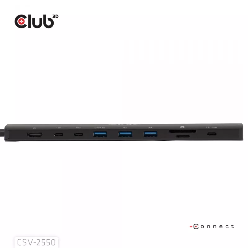 CLUB3D 10-1 Portable Dock USB Type-C® 10Gbps to HDMI™ 8K30Hz PD3.1 Max.140Watt