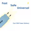 CLUB3D 2-Pack USB C Charger 30 Watt Whit, Indoor, AC, Blue