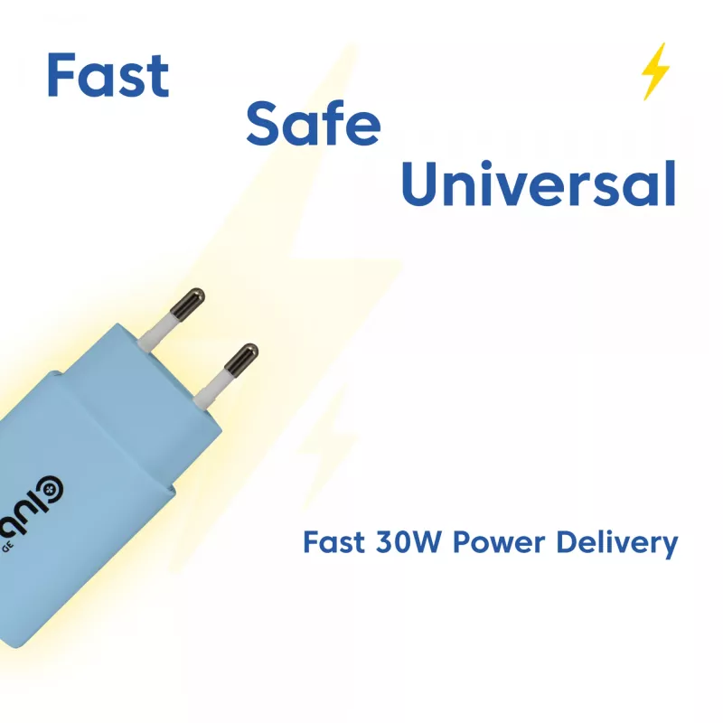 CLUB3D 2-Pack USB C Charger 30 Watt Whit, Indoor, AC, Blue
