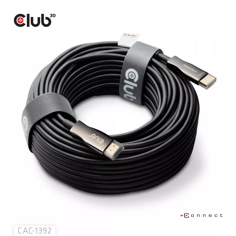 CLUB3D HDMI™ Hybrid AOC Cable 8K60Hz/4K120Hz 30m / 98.42 ft, 30 m, HDMI Type A (Standard), HDMI Type A (Standard), 48 Gbit/s, Black