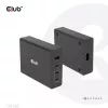 CLUB3D Travel Charger 132W GAN technology, Four port USB Type-A and -C, Power Delivery(PD) 3.0 Support